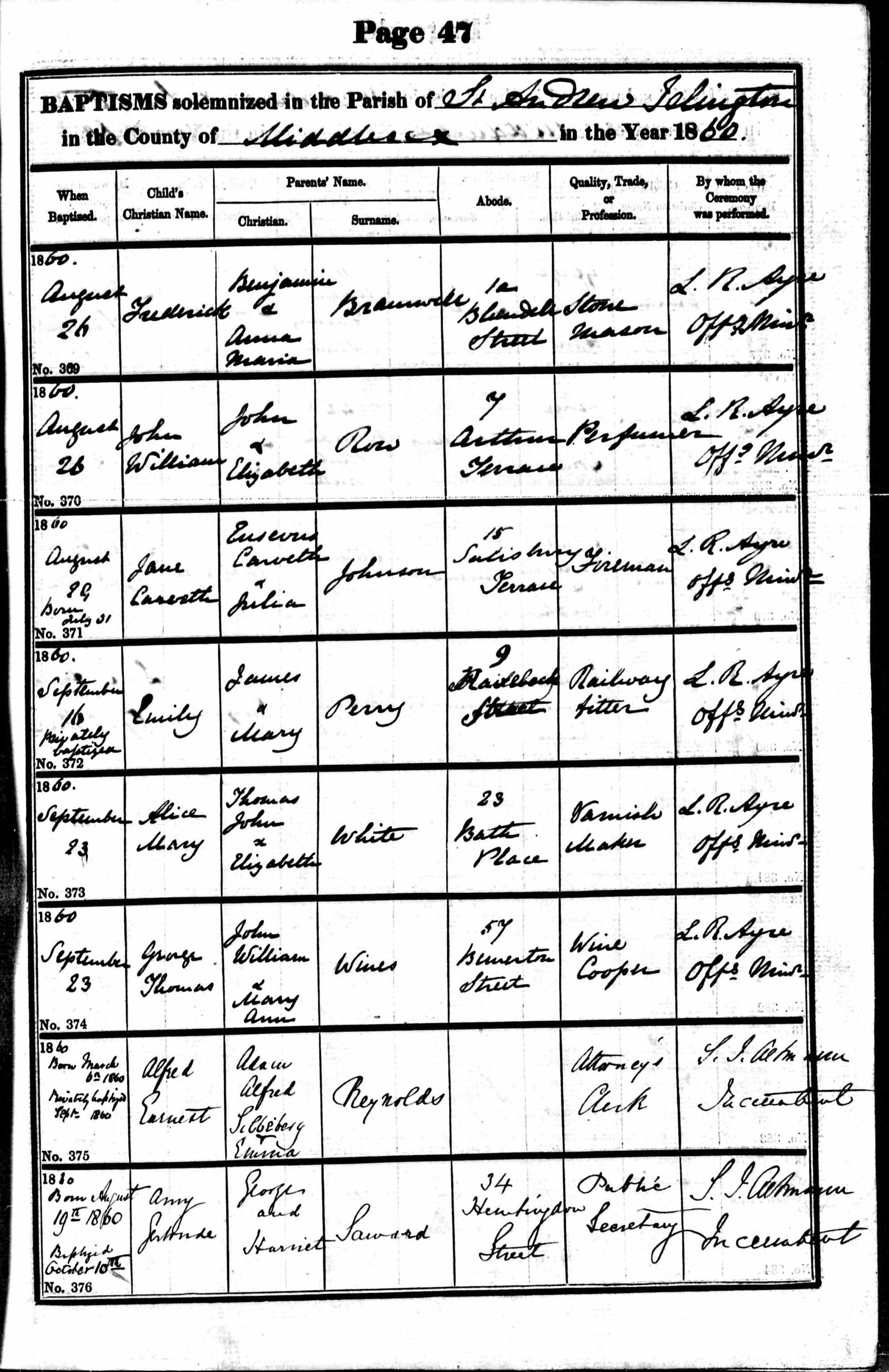 Baptism Cert - Wines, George Thomas Baptism Cert - Wines, George Thomas