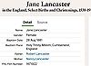 Baptism Entry - Lancaster, Jane